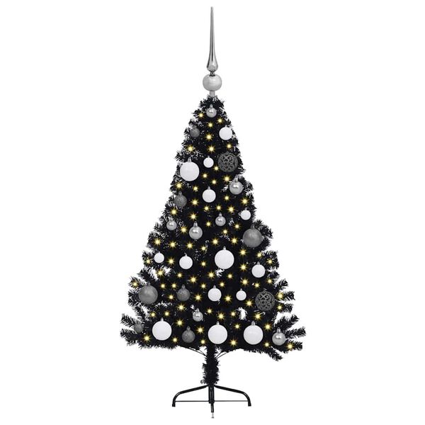 vidaXL Artificial Pre-lit Christmas Tree Black 120 cm PVC