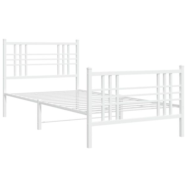 vidaXL Metal Bed Frame without Mattress with Footboard White 107x203cm