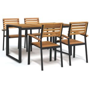 vidaXL 5 Piece Garden Dining Set Solid Wood Acacia and Metal