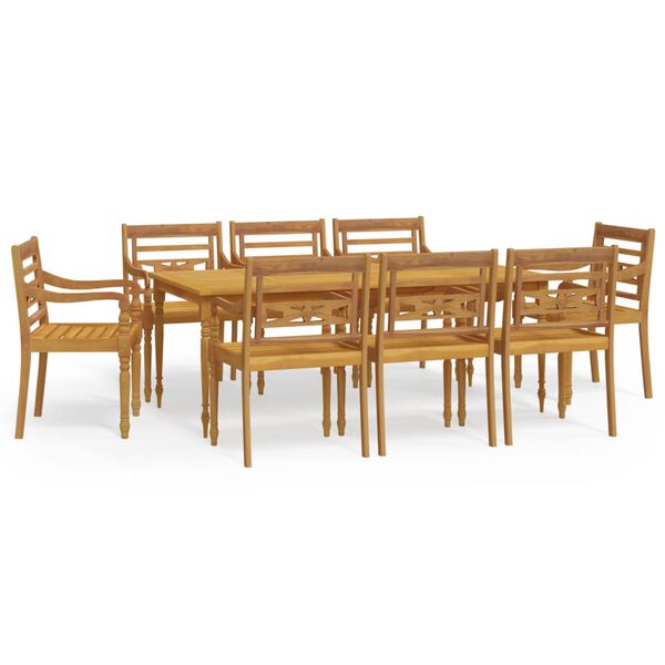 vidaXL 9 Piece Garden Dining Set Solid Wood Teak