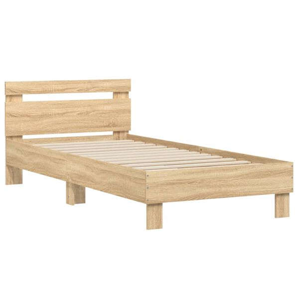 vidaXL Bed Frame without Mattress with Headboard Sonoma Oak 90x200 cm