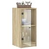 vidaXL Side Cabinet with Glass Doors Sonoma Oak 35x37x75.5 cm