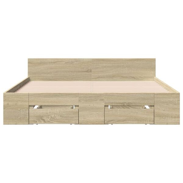 vidaXL Bed Frame with Drawers without Mattress Sonoma Oak 120x190 cm Small Double