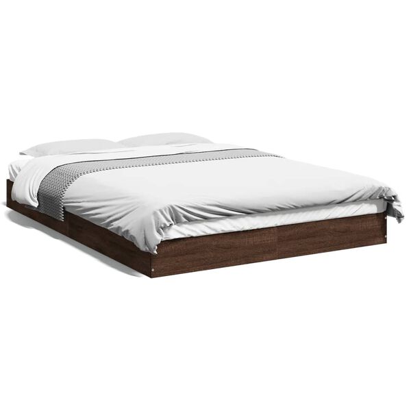 vidaXL Bed Frame without Mattress Brown Oak 140x200 cm Engineered Wood