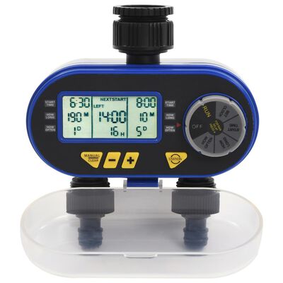 vidaXL Digital Water Timer with Dual Outlet and Rain Sensor