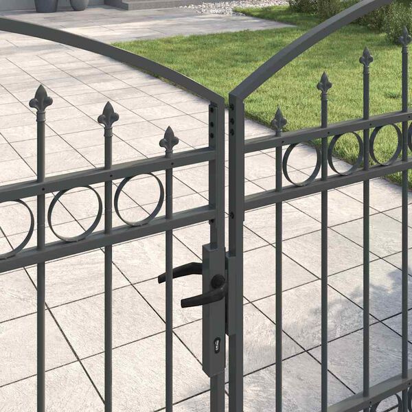 vidaXL Fence gate with Lock Grey 400 x 125 cm Steel