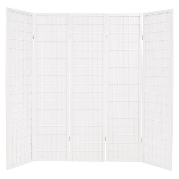 vidaXL Folding 5-Panel Room Divider Japanese Style 200x170 cm White