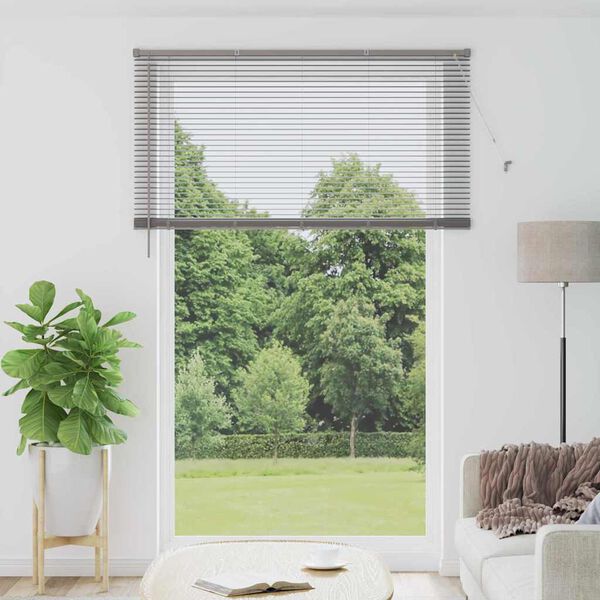 vidaXL Window Blind with Curtains Manual Silver Aluminium
