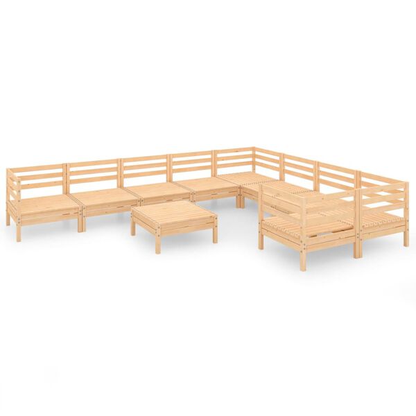 vidaXL 10 Piece Garden Lounge Set Solid Wood Pine