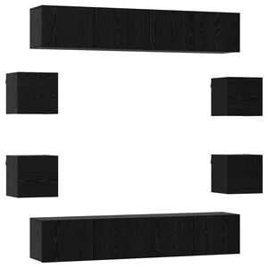 vidaXL TV Cabinet Set 8 pcs 80 x 30 x 30 cm Black Oak Engineered Wood