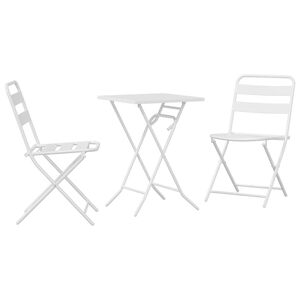 vidaXL Garden Bistro Set 3 pcs White Steel