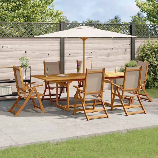 vidaXL 7 Piece Garden Dining Set Solid Wood Acacia and Textilene