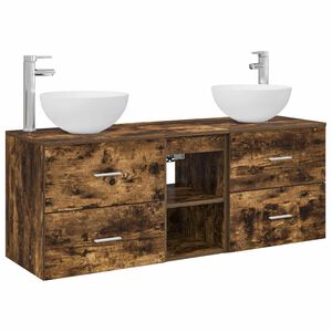 vidaXL Bathroom Cabinet Set 3 pcs Smoked Oak 49.5 x 35 x 63 cm