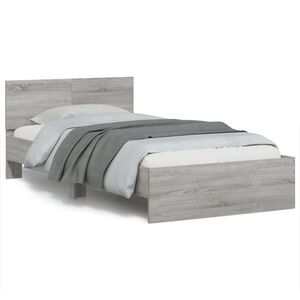 vidaXL Bed Frame without Mattress with Headboard Grey Sonoma 100x200cm