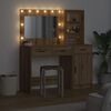 vidaXL Dressing Table with Mirror Lights 2 pcs Brown Engineered Wood