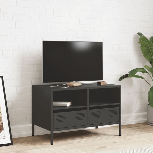 vidaXL TV Cabinet Black 68x39x43.5 cm Cold-rolled Steel