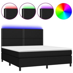 vidaXL Box Spring Bed with Mattress&LED Black 160x200 cm Fabric