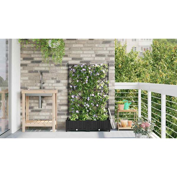 vidaXL Garden Planter 2 pcs Black 80 x 40 x 125.5 cm Steel