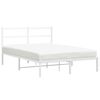 vidaXL Metal Bed Frame without Mattress with Headboard White 140x190cm