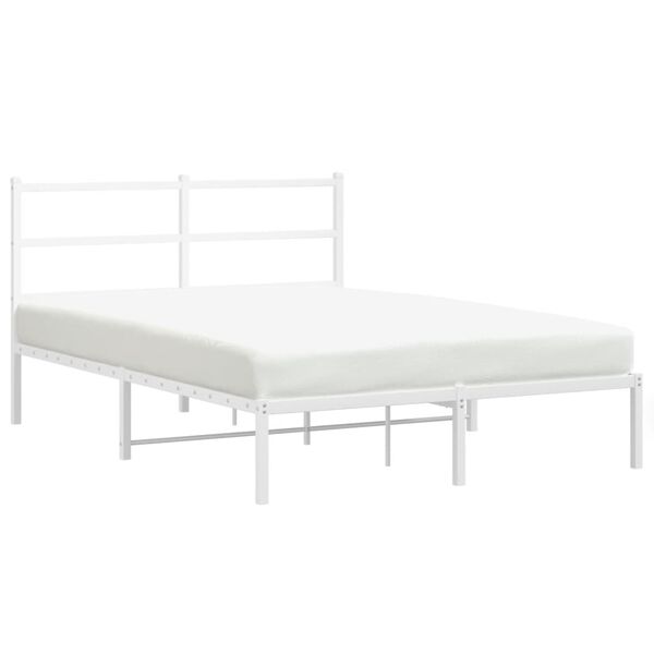 vidaXL Metal Bed Frame without Mattress with Headboard White 140x190cm
