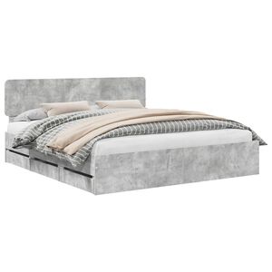 vidaXL Bed Frame Concrete Grey 200 x 200 cm Engineered Wood