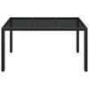 vidaXL Garden Table with Glass Top Black 150x90x75 cm Poly Rattan