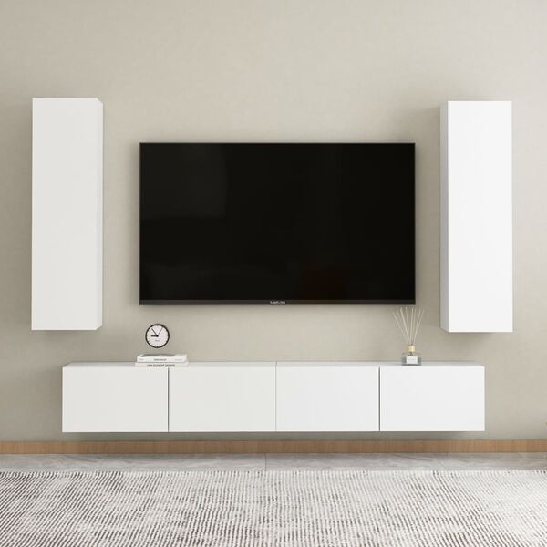 vidaXL 4 Piece TV Cabinet Set White Engineered Wood