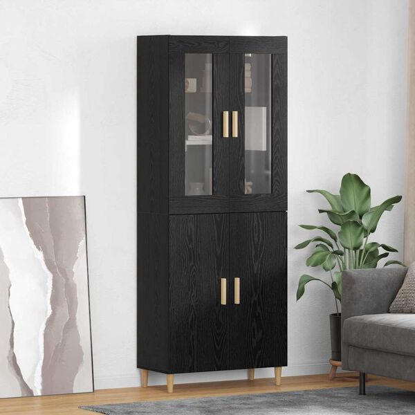 vidaXL Highboard Black Oak 69.5 x 34 x 180 cm