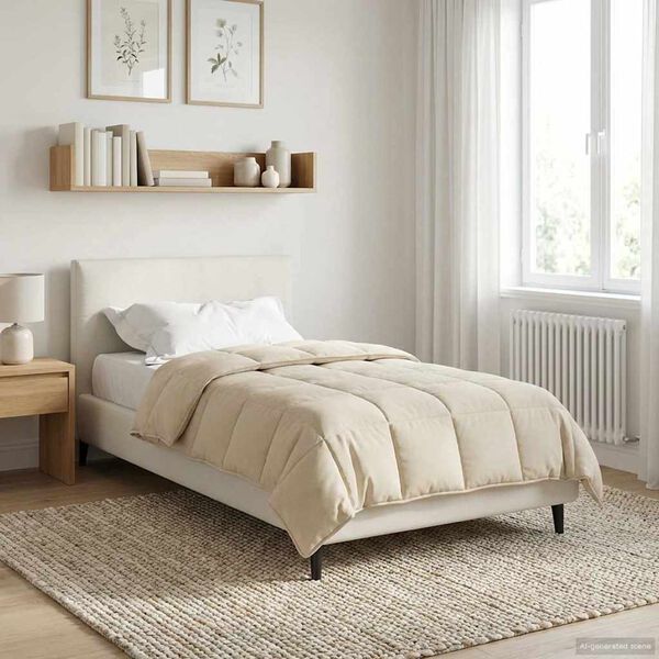 vidaXL Summer Duvet Cream 135 x 200 cm Microfiber and Teddy fleece