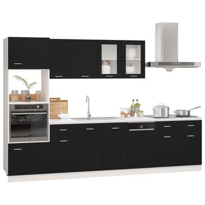 vidaXL 7 Piece Kitchen Cabinet Set Black Engineered Wood
