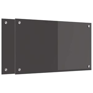 vidaXL Kitchen Backsplash 2 pcs Dark Grey 70 x 40 cm Tempered Glass