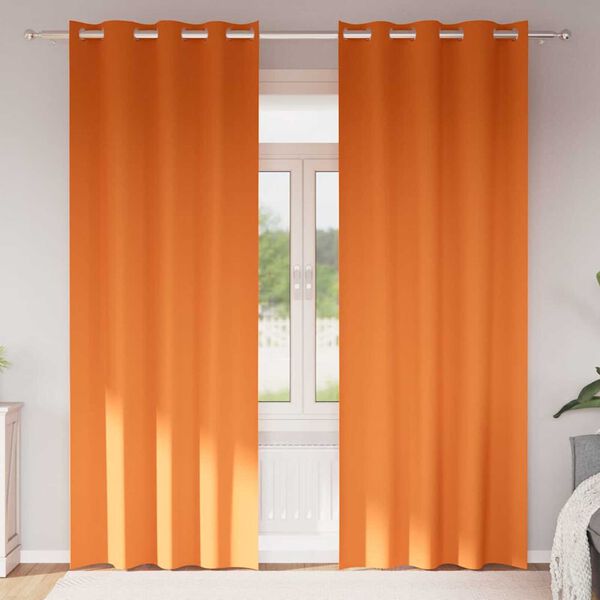 vidaXL Blackout Curtains with Rings 2 pcs Bright Orange 245 x 140 cm