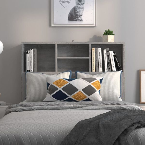 vidaXL Headboard Cabinet Grey Sonoma 100x19x103.5 cm