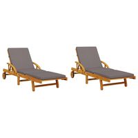 vidaXL Sun Loungers 2 pcs with Cushions 200x68x83 cm Solid Wood Acacia
