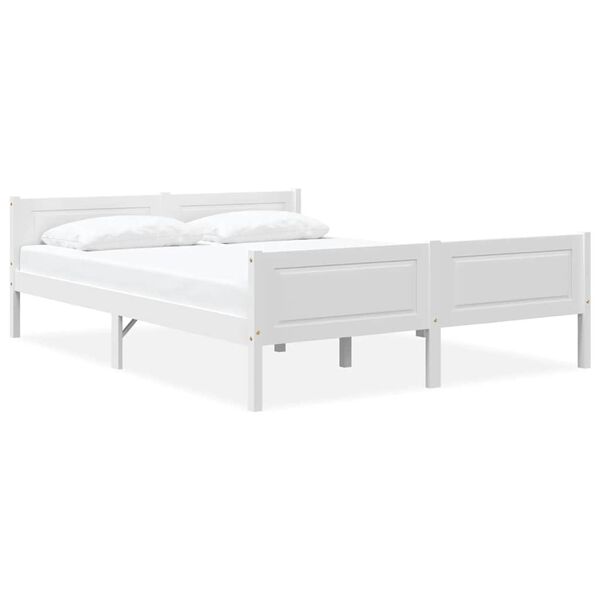 vidaXL Bed Frame without Mattress Solid Pinewood White 120x200 cm