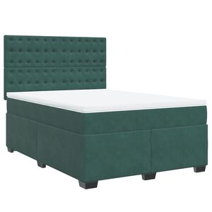 vidaXL Box Spring Bed with Mattress Dark Green 140x190 cm Velvet