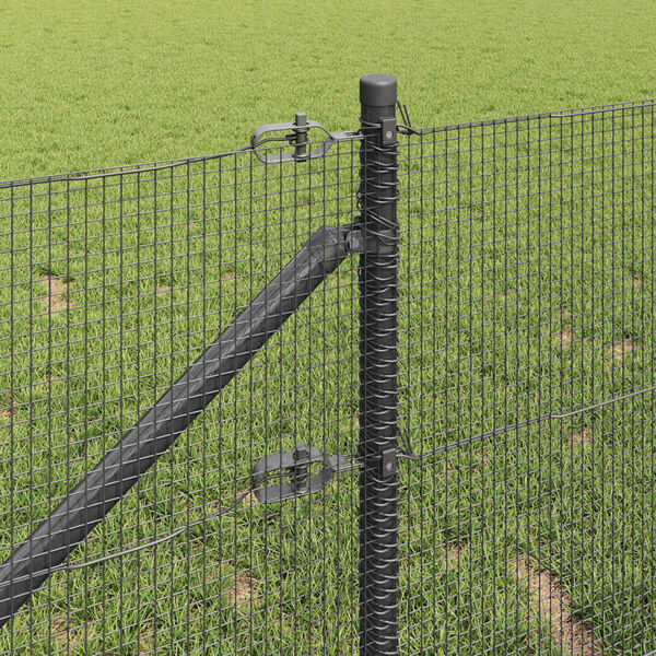 vidaXL Fence Post Grey 25 x 0.4 m (12 x 12 mm mesh) Steel and PVC
