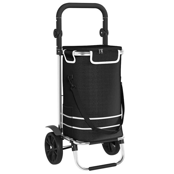 vidaXL Shopping Trolley Black 36.5 x 46.5 x 100.5 cm Oxford fabric