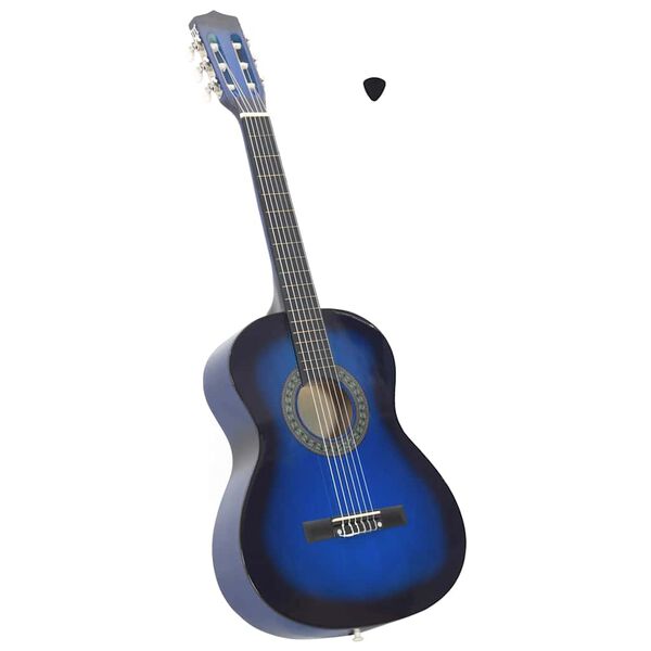vidaXL Classical Guitar for Beginner and Kids Blue 3/4 36"