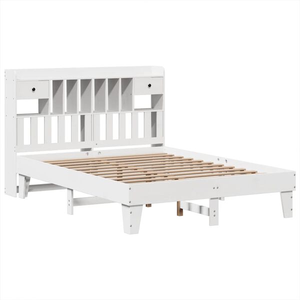vidaXL Bed Frame without Mattress White 150x200 cm King Size Solid Wood Pine