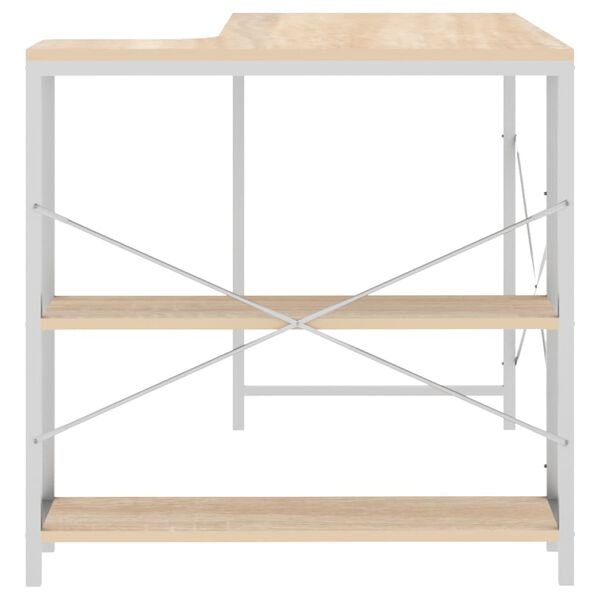 vidaXL Computer Desk White and Oak 110x72x70 cm Engineered Wood