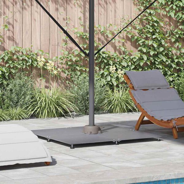 vidaXL Parasol Base Dark grey wood look 100 x 100 x 4 cm Steel