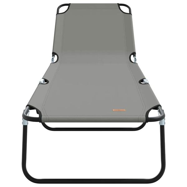 vidaXL Folding Sun Lounger Folding Grey 56 x 189 x 87cm Fabric