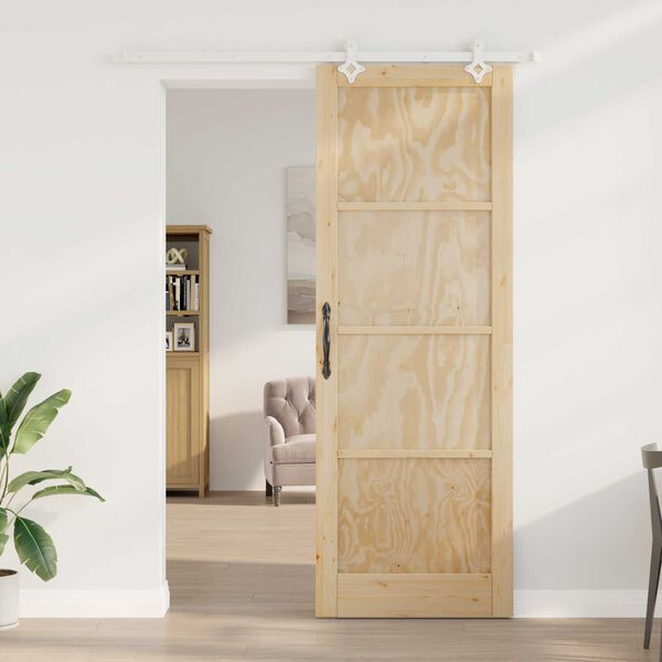 vidaXL Sliding Door Brown 83 x 232 cm Solid Pine Wood