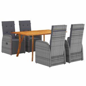 vidaXL Garden Dining Set 5 pcs Grey Poly Rattan