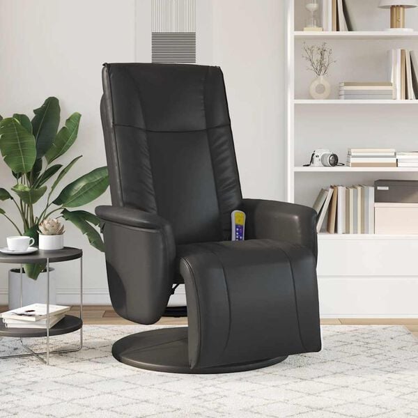 vidaXL Massage Recliner Chair with Footrest Black Faux Leather
