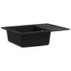 vidaXL Kitchen Sink with Overflow Hole Oval Black Granite