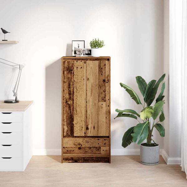 vidaXL Cabinet with Drawer Old Wood 55.5x34x119.5 cm Engineered Wood