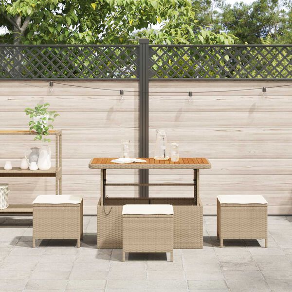 vidaXL Garden Dining Set Beige Poly Rattan