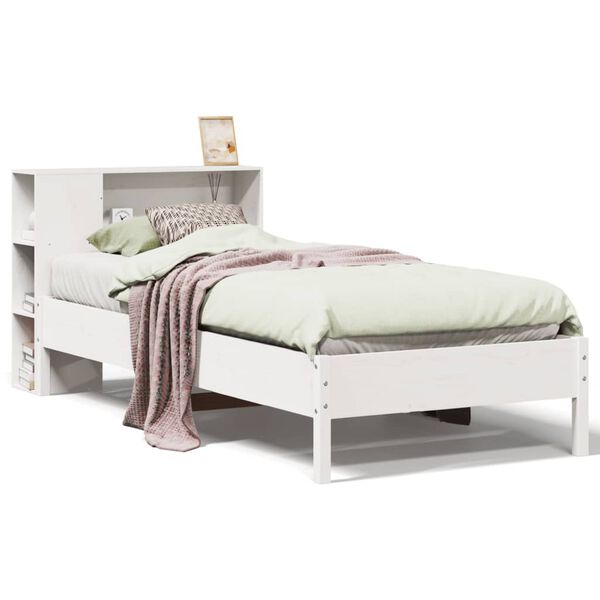 vidaXL Bookcase Bed without Mattress White 90x190 cm Single Solid Wood Pine
